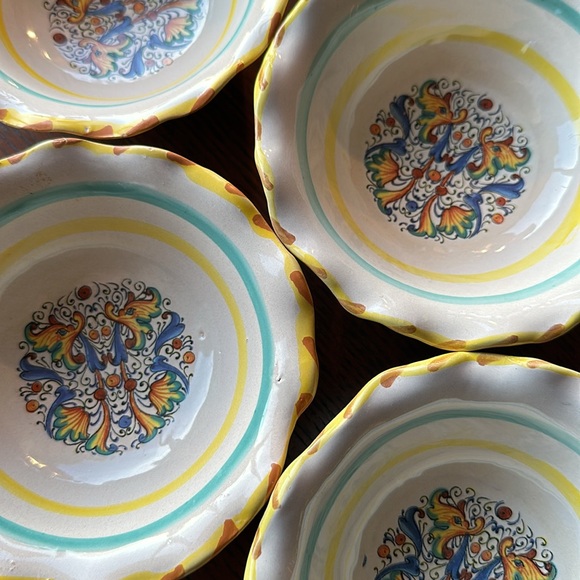 🇮🇹Meridiana Ceramiche set of 6 small desert or nut bowls Scalloped edges Italy - Picture 14 of 16